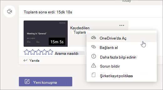 Teams toplantı kaydetme seçenekleri