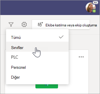 Ekip türlerini filtreleyin.
