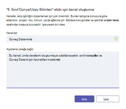 Kanal oluşturma