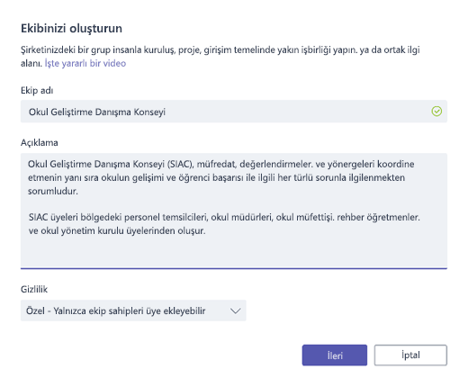 Ekip oluşturun