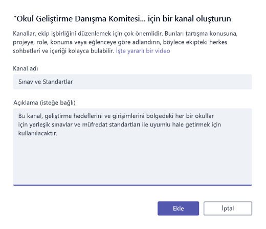 Kanal oluşturma