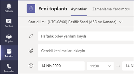 Toplantınıza başlık vermeyi gösteren ekran görüntüsü.