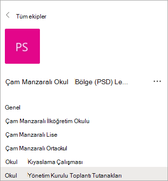 Okul yöneticileri için Personel ekibindeki kanallar.
