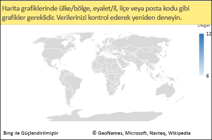 Belirsiz veri ile Excel Harita Grafiği