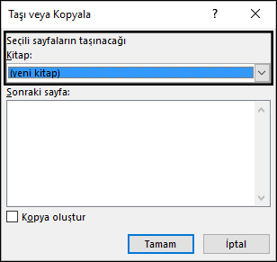 Taşı veya Kopyala iletişim kutusu