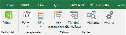 Excel Şeridinde PowerPivot menüsü