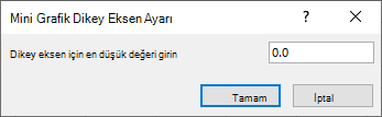 Mini Grafik Dikey Eksen Ayarı iletişim kutusunda dikey eksen için en küçük değerin girilmesini gösteren ekran görüntüsü.
