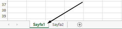Excel çalışma sayfası sekmeleri, Excel penceresinin en altındadır.