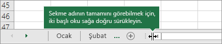 Bir veya birden çok sekmeyi ortaya çıkarmak için çift başlı oku sağa sürükleyin