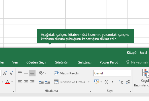 Çalışma sayfasının üst bölümü başka bir çalışma sayfasının sekmeleriyle çakışıyor