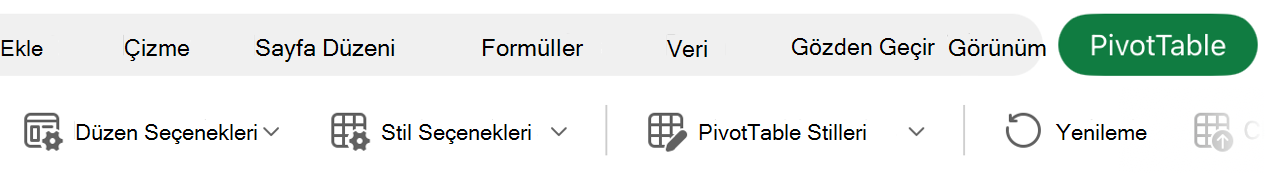 Şeritteki Düzen düğmesi.