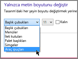 Windows 8 Araç İpuçları biçim ayarları