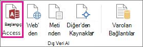 Veri sekmesindeki Access'ten düğmesi