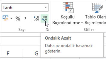 Ondalık Azalt düğmesi