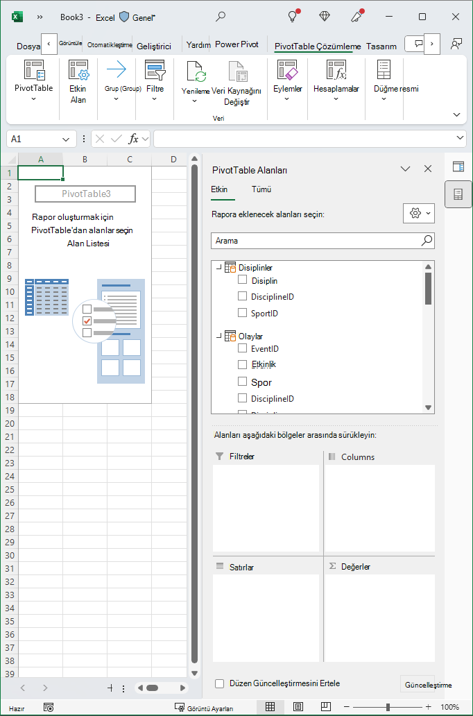 Boş PivotTable
