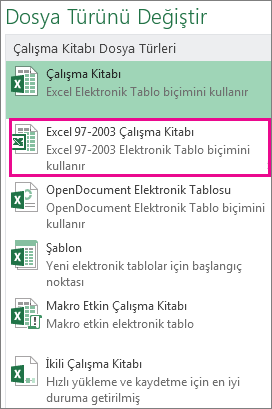 Dosya Türleri'ni gösteren ekran görüntüsü.