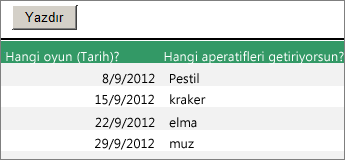 Çalışma sayfasının yazdırılabilir görünümünü gösteren ekran görüntüsü.