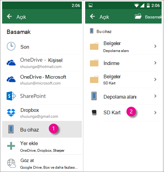 Android için OfficeAndroid için Office SD Card