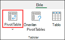 PivotTable düğmesi