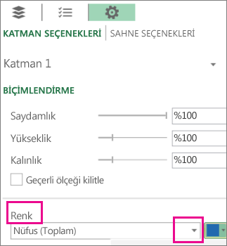 Renk açılan listesi için Veri Serisi liste kutusu