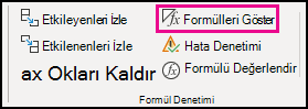 Masaüstünde Formülleri Göster