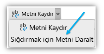 Şeritte Metni Sığdırmak İçin Küçült düğmesini gösteren ekran görüntüsü.