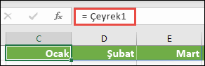 Formülde adlandırılmış bir dizi sabiti kullanın; örneğin, =Çeyrek1 burada Çeyrek1 ={Ocak,Şubat,Mart} olarak tanımlanır