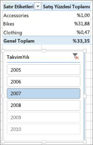 PivotTable’ta Satış Yüzdesi Toplamı için yanlış sonuç