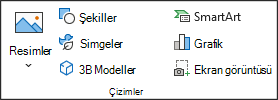 Ekle sekmesindeki Çizimler grubu