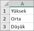 Bir hücre aralığında yüksekten düşüğe liste oluşturun