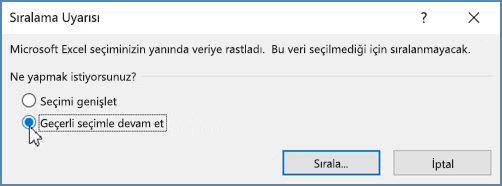 Geçerli seçimle Devam Et’e tıklayın