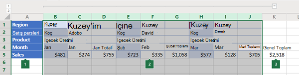 Excel Online'da sütun ana hattı
