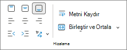 Metnin hizalamasını gösteren ekran görüntüsü.