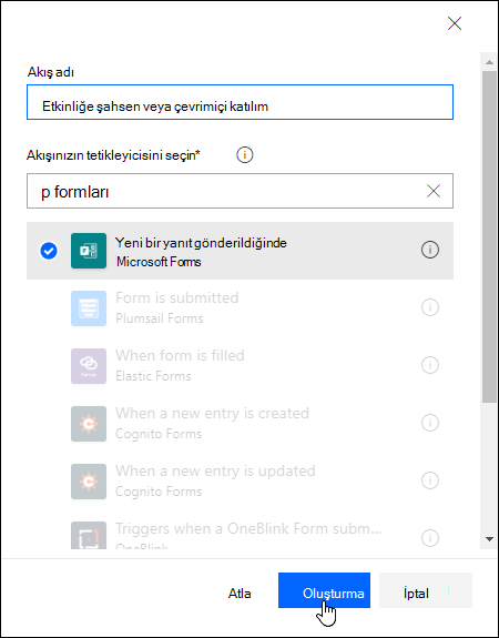 Power Automate'te akış tetikleyicinizi seçme