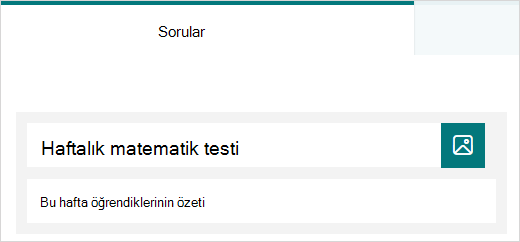 TMicrosoft FormsMicrosoft Forms'daki bir test için başlık ve açıklama örneği