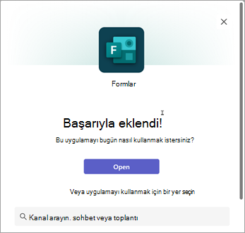 Forms uygulamasını kullanmak için bir yer seçin