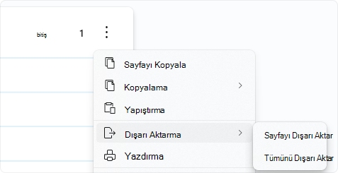 Sayfa Menüsünden Dışarı Aktar