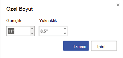 Sayfa boyutunu değiştirme