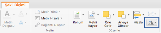 Biçim sekmesindeki Döndür düğmesi.