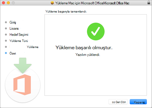 Yükleme sürecinin başarılı olduğunu belirten son sayfayı gösterir.