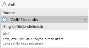 Tanımlı bir sözcükle Göster araması