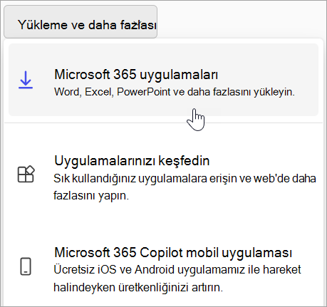 İş veya okul hesabıyla oturum açılan Office.com'un ekran görüntüsü