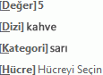 Veri Etiketi Alanı Ekleme seçenekleri