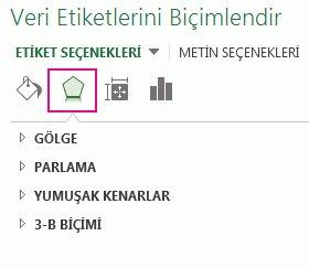 Veri Etiketi Biçimlendirme bölmesindeki Efektler sekmesi