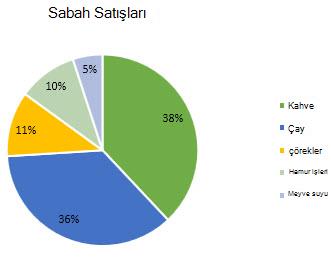 Yüzde olarak biçimlendirilmiş veri etiketleriyle pasta grafik