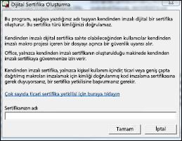 Dijital İmza iletişim kutusu