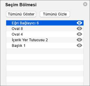 Mac için PowerPoint 2016 Seçim Bölmesi'ni gösterir