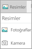 Resimler menüsü