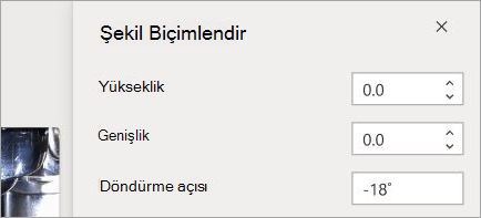 Şekil biçimlendirme denetimlerini gösterir