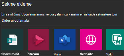 Teams'e uygulama eklemeyi gösterir
